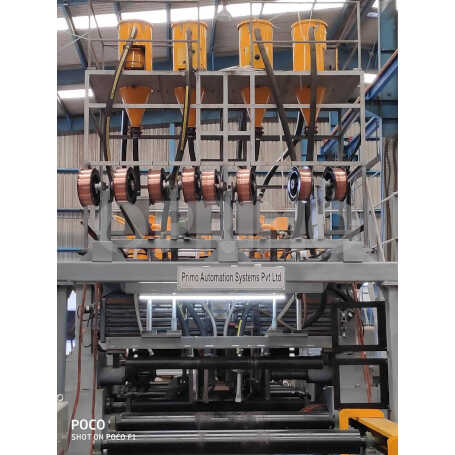 C BEAM WELDING MACHINE WITH FOUR TORCH AND EIGHT COIL WIRE FEEDER